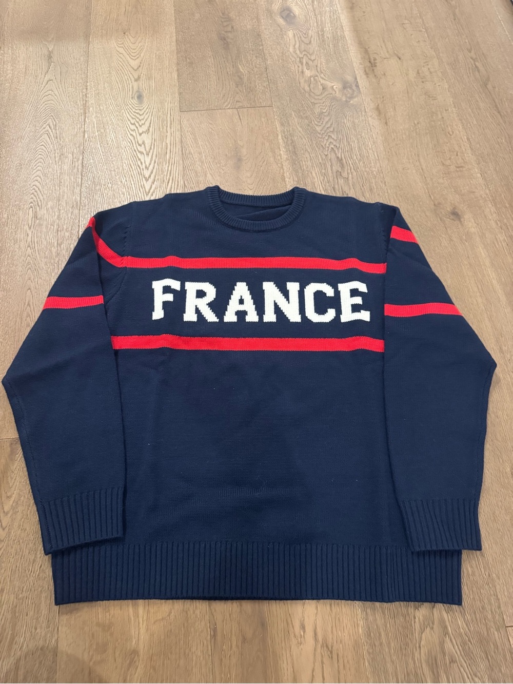 Navy France Striped Crewneck Sweater - Classic Men’s Knit